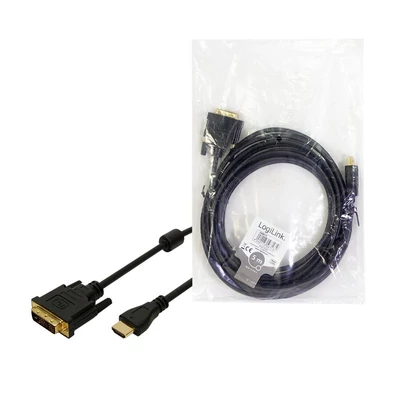 Kép 4/4 - Logilink HDMI cable A/M to DVI/M 1080p 2m Black