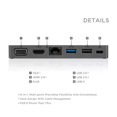 Kép 4/7 - Lenovo Powered USB-C Travel Hub Iron Gray