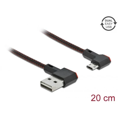 DeLock EASY-USB 2.0 Cable Type-A male to EASY-USB Type Micro-B male angled left / right 0,2m Black