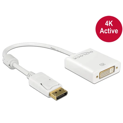 DeLock Displayport 1.2 male > DVI-I (Dual Link) (24+5) female 4K Active Adapter White