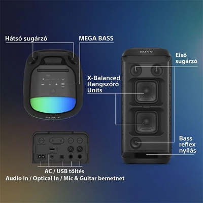 Kép 4/4 - Sony XV800 X-Series Wireless Party Speaker Black