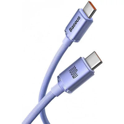 Kép 2/3 - Baseus Crystal Shine USB-C - USB-C 100W 1,2m Cable Purple