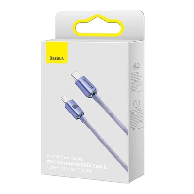 Kép 3/3 - Baseus Crystal Shine USB-C - USB-C 100W 1,2m Cable Purple