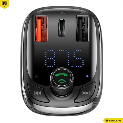 Kép 2/5 - Baseus T Type S-13 Car Charger with FM Transmitter Black