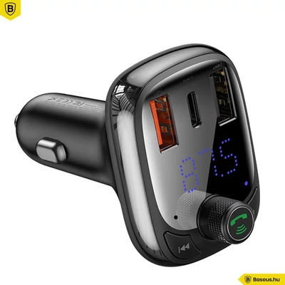 Kép 3/5 - Baseus T Type S-13 Car Charger with FM Transmitter Black