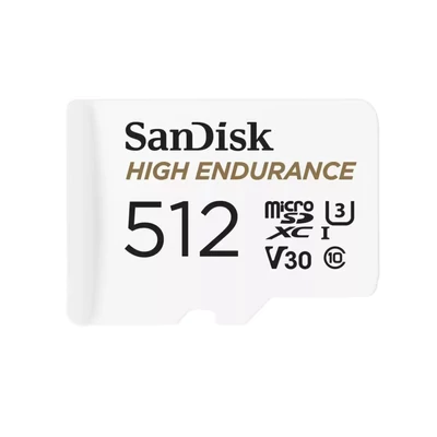 Kép 2/2 - Sandisk 512GB microSDXC High Endurance Class 10 CL10 U3 V30 + adapterrel