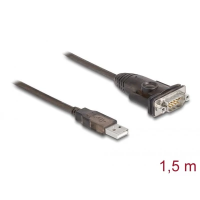 DeLock Adapter USB 2.0 Type-A to 1 x Serial RS-232 D-Sub 9 pin male with nuts 1,5m