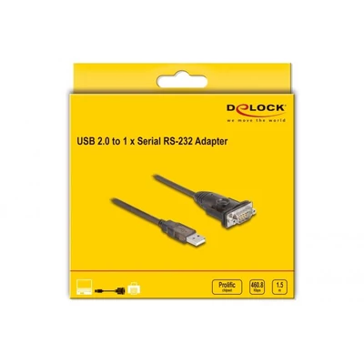Kép 4/4 - DeLock Adapter USB 2.0 Type-A to 1 x Serial RS-232 D-Sub 9 pin male with nuts 1,5m