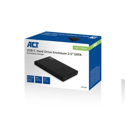 Kép 2/4 - ACT AC1225 2,5" SATA hard drive enclosure screwless USB-C 3.2 Gen2