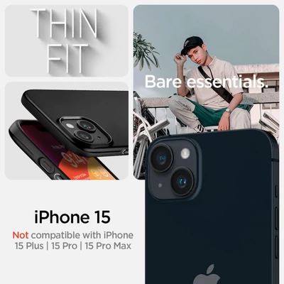 Kép 13/18 - Spigen iPhone 15 Case Thin Fit Black