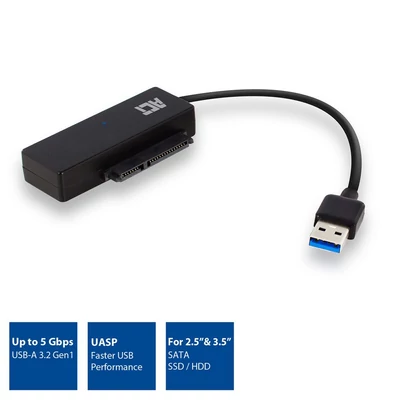 Kép 6/6 - ACT AC1515 USB3.2 Hard Drive Adapter 2,5"/3,25" SSD/HDD with Power Supply