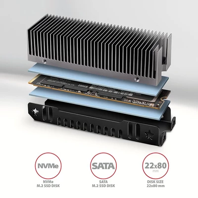 Kép 2/3 - AXAGON CLR-M2XT heatsink for M.2 SSD