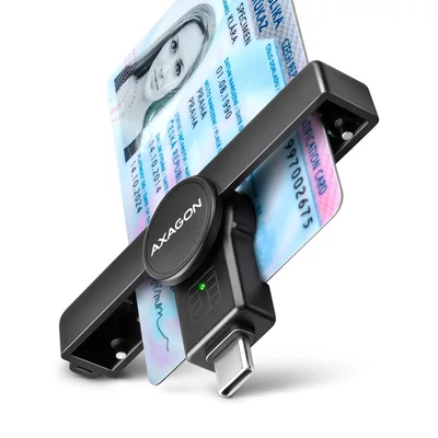 AXAGON CRE-SMPC PocketReader USB-C okoskártya olvasó fekete
