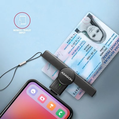 Kép 3/6 - AXAGON CRE-SMPC PocketReader USB-C okoskártya olvasó fekete