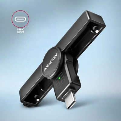 Kép 4/6 - AXAGON CRE-SMPC PocketReader USB-C okoskártya olvasó fekete