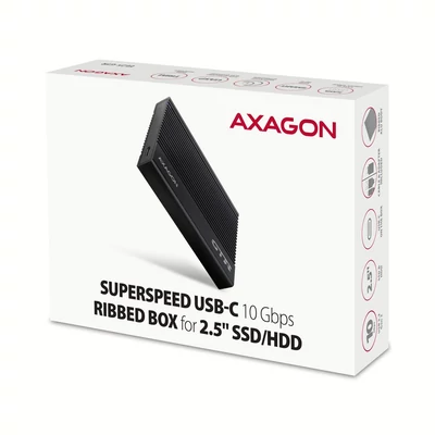 Kép 7/8 - AXAGON EE25-GTR USB-C 3.2 Gen 2 - SATA 6G, 2.5" External RIBBED box Black