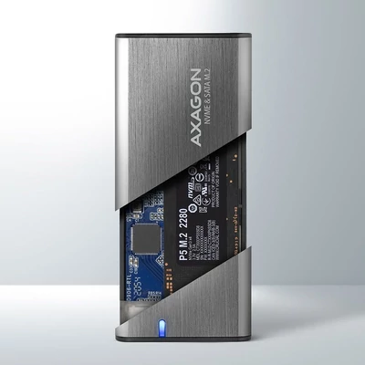 Kép 4/10 - AXAGON EEM2-SG2 SuperSpeed+ USB-C - M.2 NVMe & SATA SSD RAW box Grey