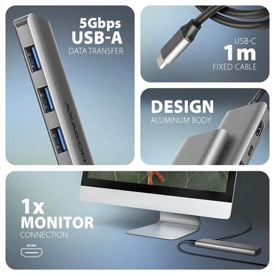 Kép 3/5 - AXAGON HMC-5H USB-C 5Gbps 5in1 hub ezüst