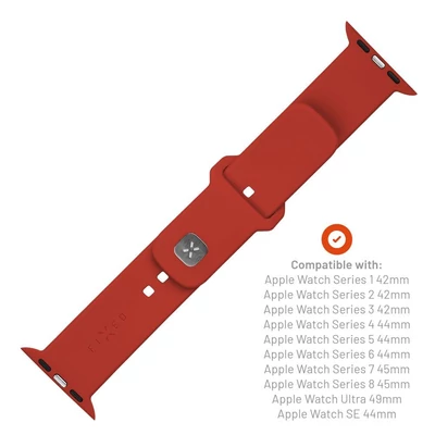 Kép 4/6 - FIXED Silicone Sporty Strap Set for Apple Watch 42/44/45mm Red