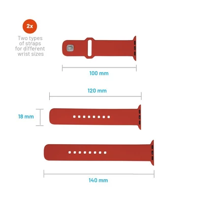 Kép 5/6 - FIXED Silicone Sporty Strap Set for Apple Watch 42/44/45mm Red