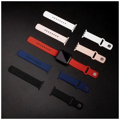 Kép 6/6 - FIXED Silicone Sporty Strap Set for Apple Watch 42/44/45mm Red