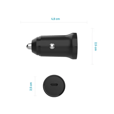 Kép 6/10 - FIXED USB-C Car Charger 20W+ USB-C/USB-C Cable Black
