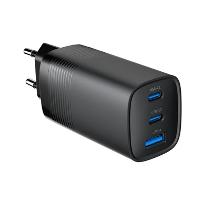 Kép 3/5 - Gembird 3-port 65W GaN USB PowerDelivery gyorstöltő fekete