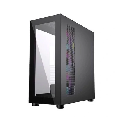 Kép 2/9 - Gembird Fornax X450MAX ARGB Tempered Glass Black