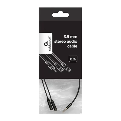 Kép 2/2 - Gembird Jack stereo 3,5mm -> 2db Jack 3,5mm M/F adapter 20cm Black