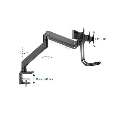 Kép 11/13 - Gembird MA-DA3-03 Desk mounted adjustable monitor arm for 3 monitors 17"-27" Black