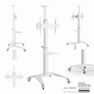 Kép 9/10 - Gembird TVS-70T-02-W Aluminum TV floor stand with caster wheels 37"-70" White