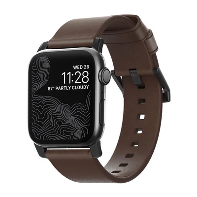 Nomad Leather Strap Brown, black - Apple Watch Ultra (49mm) 8/7 (45mm)/6/SE/5/4 (44mm)/3/2/1 (42mm)