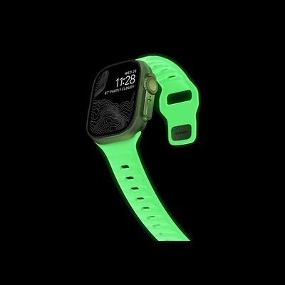 Kép 11/11 - Nomad Sport Strap Apple Watch Ultra 2/1 (49mm) 9/8/7 (45mm)/6/SE/5/4 (44mm)/3/2/1 (42mm) Glow