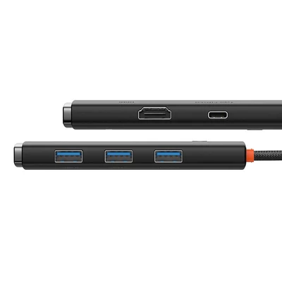 Kép 3/6 - Baseus Lite 5in1 USB-C --> 3x USB 3.0 + USB-C + HDMI hub fekete (WKQX040001)