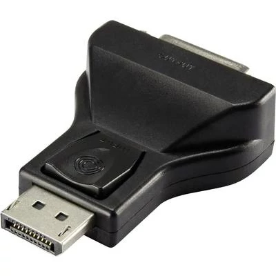 Kép 2/3 - DisplayPort - DVI átalakító adapter, 1x DisplayPort dugó - 1x DVI aljzat 24+5 pól., fekete, Renkforce