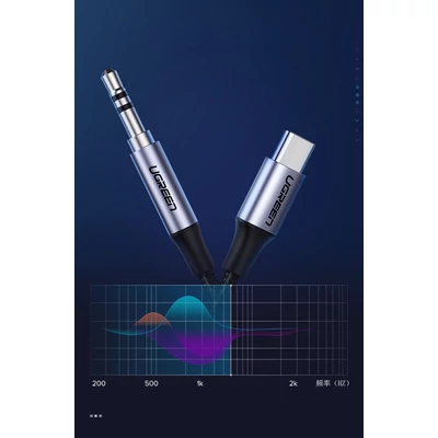 Kép 2/3 - UGREEN AV143 Jack 3,5 mm - USB-C AUX kábel 1m fekete-szürke (30633)