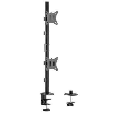 Kép 2/11 - Gembird MA-D2-02 Adjustable 2-display vertical desk mount 17”-32” Black