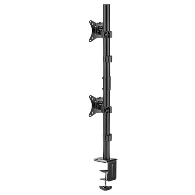 Kép 3/11 - Gembird MA-D2-02 Adjustable 2-display vertical desk mount 17”-32” Black