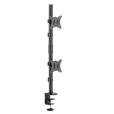 Kép 4/11 - Gembird MA-D2-02 Adjustable 2-display vertical desk mount 17”-32” Black