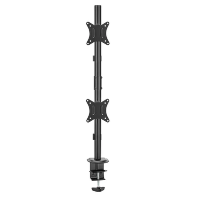 Kép 5/11 - Gembird MA-D2-02 Adjustable 2-display vertical desk mount 17”-32” Black