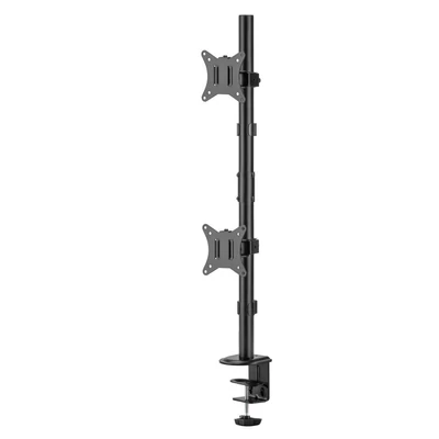 Kép 6/11 - Gembird MA-D2-02 Adjustable 2-display vertical desk mount 17”-32” Black