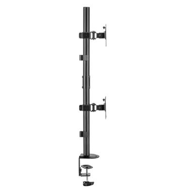 Kép 7/11 - Gembird MA-D2-02 Adjustable 2-display vertical desk mount 17”-32” Black