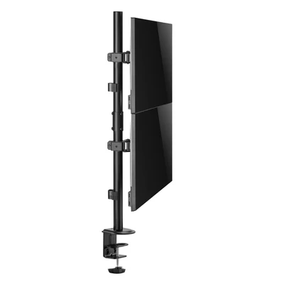 Kép 8/11 - Gembird MA-D2-02 Adjustable 2-display vertical desk mount 17”-32” Black