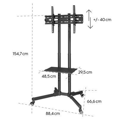 Kép 2/2 - Hama FITV Trolley Gurulós Fali tartó 32"-75" Black