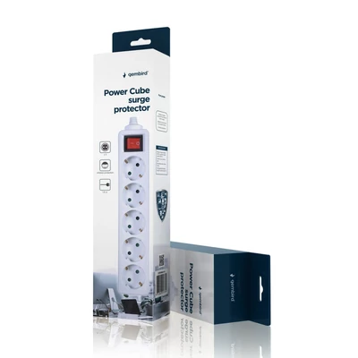 Kép 2/2 - Gembird Power Cube surge protector 5 sockets 1,8m White