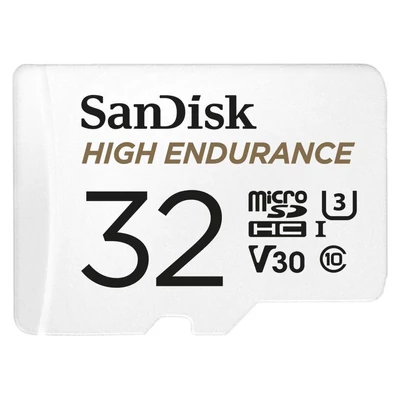 Kép 2/4 - 32GB Micro SDHC memória kártya Sandisk High Endurance CL10 U3 V30 + adapter  (SDSQQNR-032G-GN6IA / 183565)