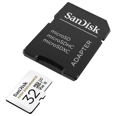 Kép 4/4 - 32GB Micro SDHC memória kártya Sandisk High Endurance CL10 U3 V30 + adapter  (SDSQQNR-032G-GN6IA / 183565)