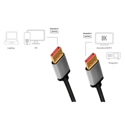 Kép 3/5 - Logilink DisplayPort kábel 8K/60Hz 2m (CDA0105)