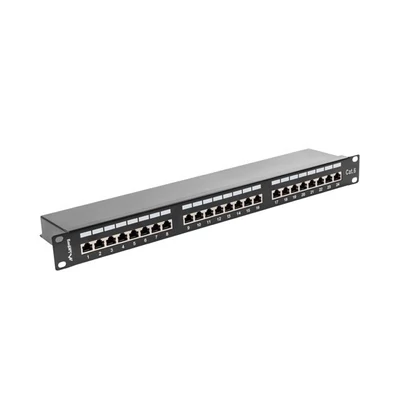 Kép 2/4 - Lanberg Patch panel CAT6 UTP 24 PORT 1U 19" árnyékolt fekete (PPS6-1024-B)