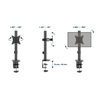 Kép 9/11 - Gembird MA-D1-02 Desk mounted single monitor arm 17”-32” Black